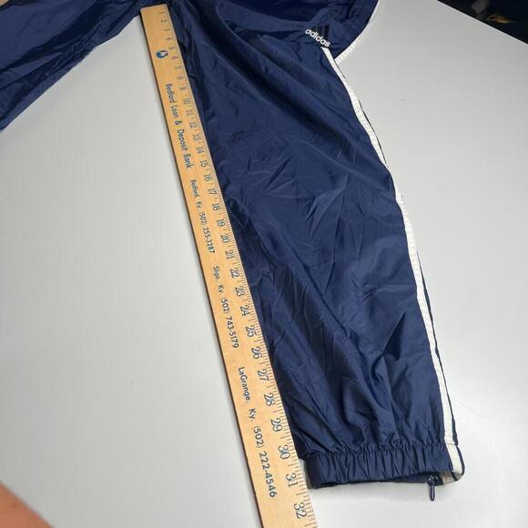 Adidas Men’s Track Pants Navy Blue White 3-Stripe Size L USA – Vintage Nylon - Picture 3 of 8